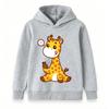 Cute Cartoon Giraffe Print Kids Hooded Sweatshirt, Unisex Boys Girls Pullover Hoodie, Soft Casual Long Sleeve Top For Toddlers Children Daily Wear