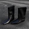 Autumn and winter new Korean version of fashion simple square head versatile temperament low heel knight boots women's sleeve medium boots women