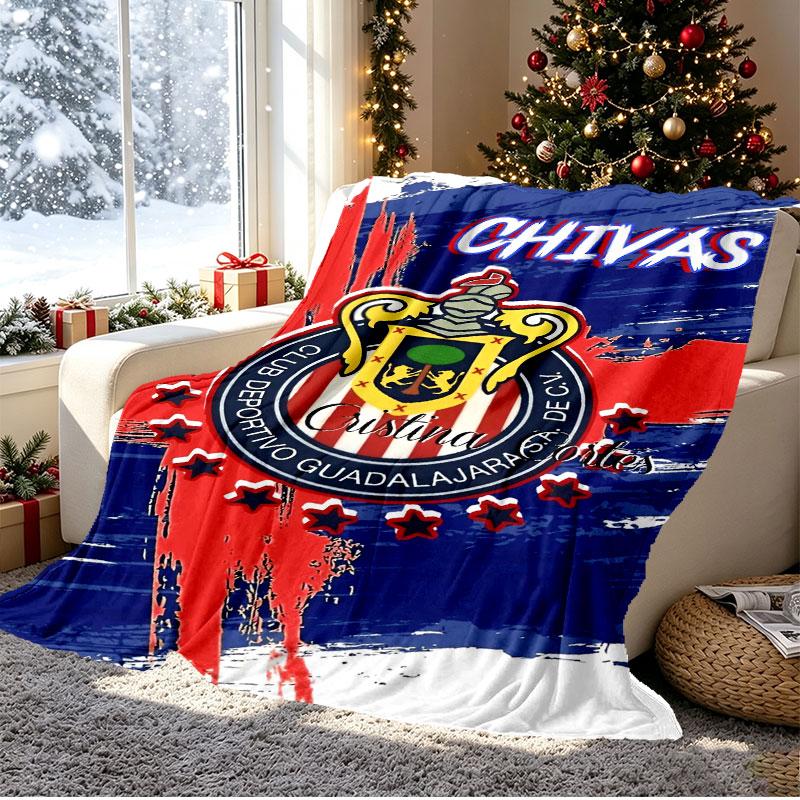 Club Deportivo Guadalajara Pattern Blanket for Home Decoration, Bed, Sofa, Car Travel, Camping, Suitable for All Seasons, Birthday Christmas Gift