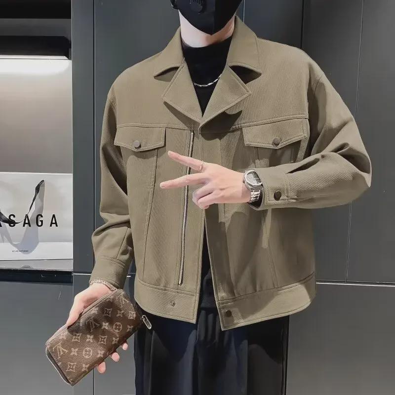 Мужская модная универсальная рабочая куртка в корейском стиле для весны и осени с воротником-стойкой.