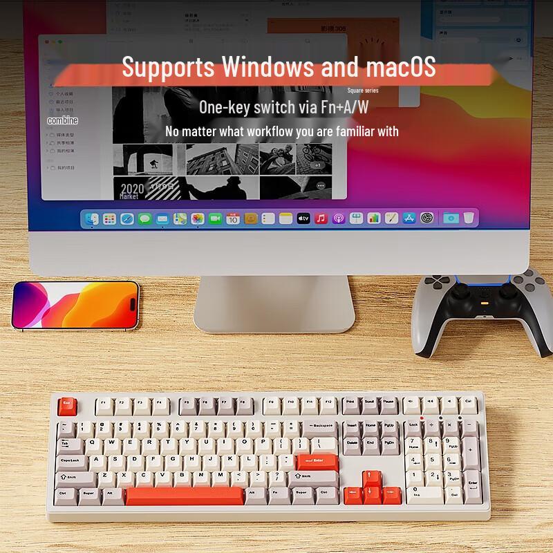 Qianxingzhe CR87 Cherry MX Tri-Mode Mechanical Gaming Keyboard