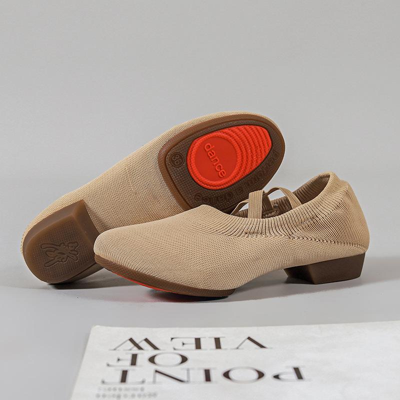 Танцевальная обувь для женщин и взрослых, квадратные балетки для отдыха на открытом воздухе, туфли для танцев в матросском стиле с каблуком, мягкая подошва, танцевальная обувь для практики