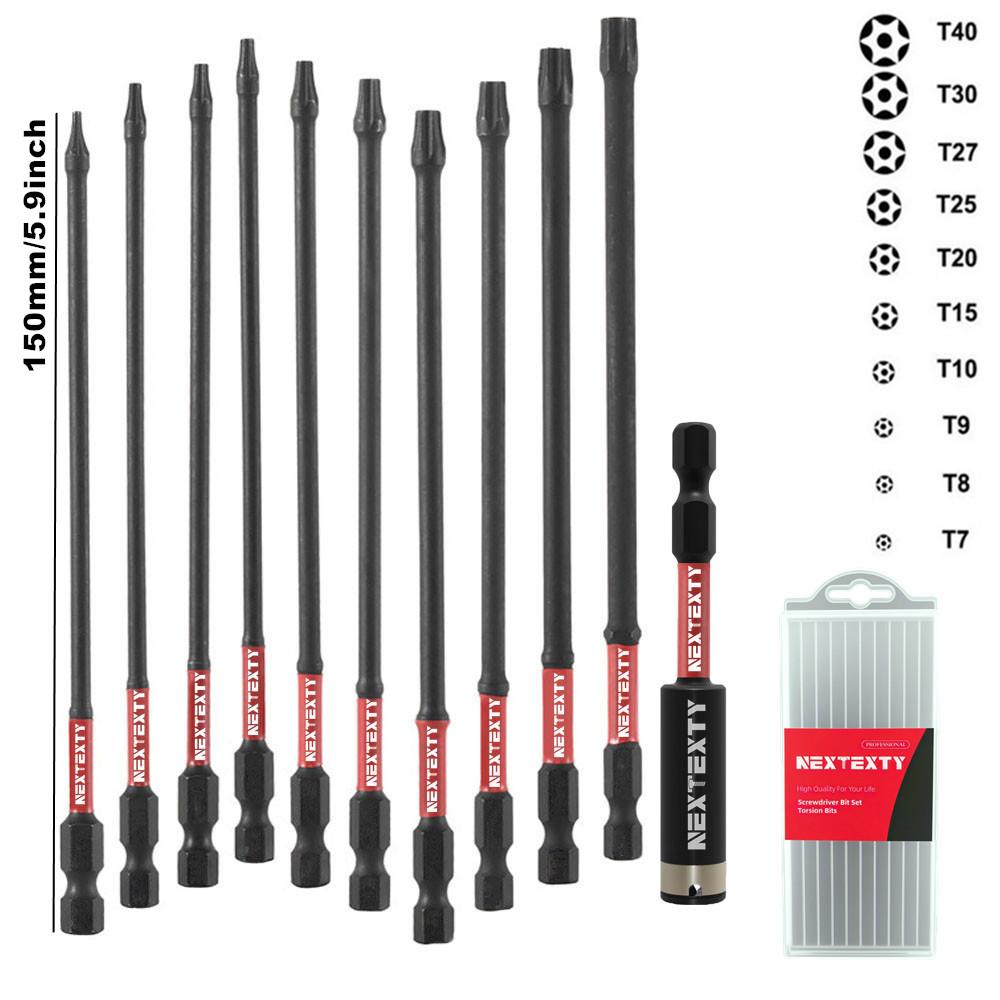 25-150mm T7-T40 Torx Screwdriver Bit Set With Box Impact Tough Magnetic Hex Shank Drill Screw Wrench S2 Alloy Steel Star Bit
