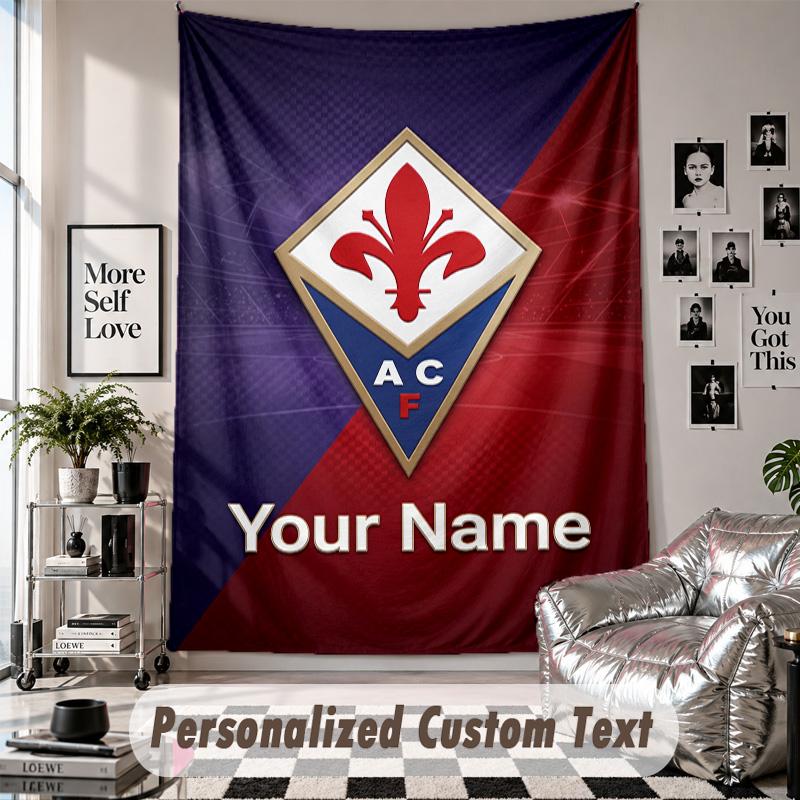 Custom Tapestry Wall Hanging, Fiorentina FC Personalized Name Text Home Wall Decor