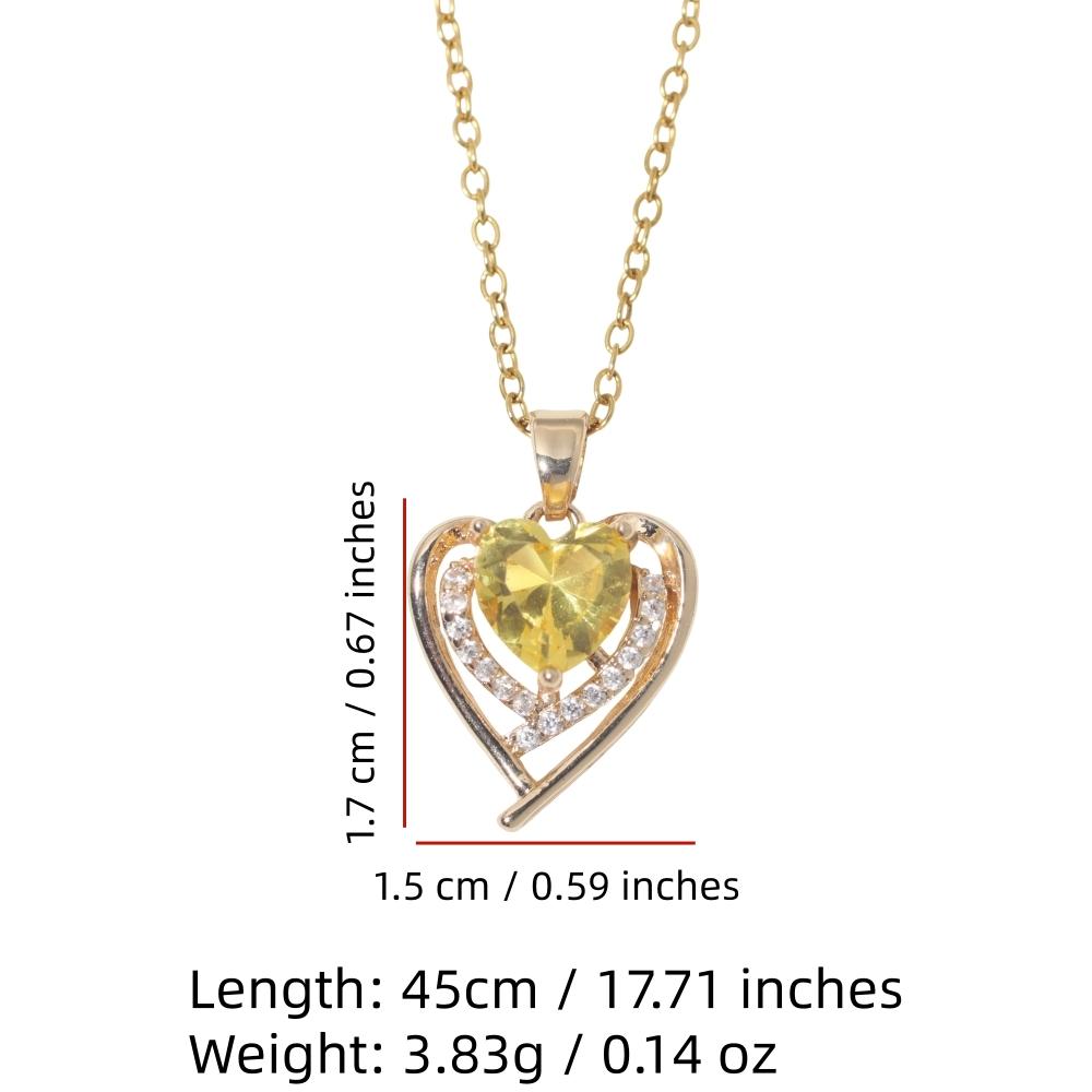 Women Double Heart Zirconia Pendant Stainless Steel Necklace