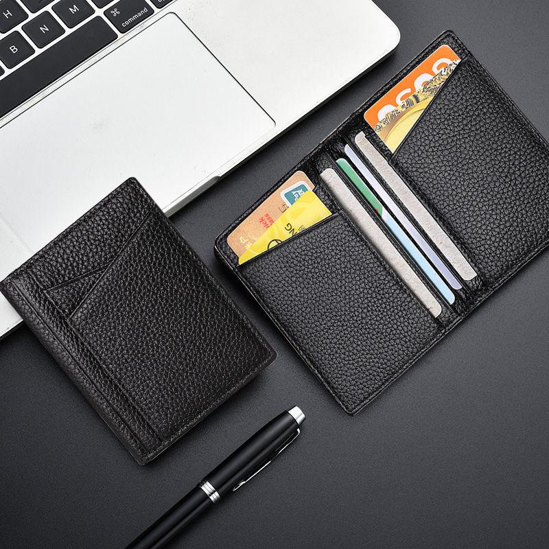 Fashion Super Slim Soft Wallet Genuine Leather Mini Credit Card Walet Purse Men Thin Small Cards Cases Holders Mens Accessories