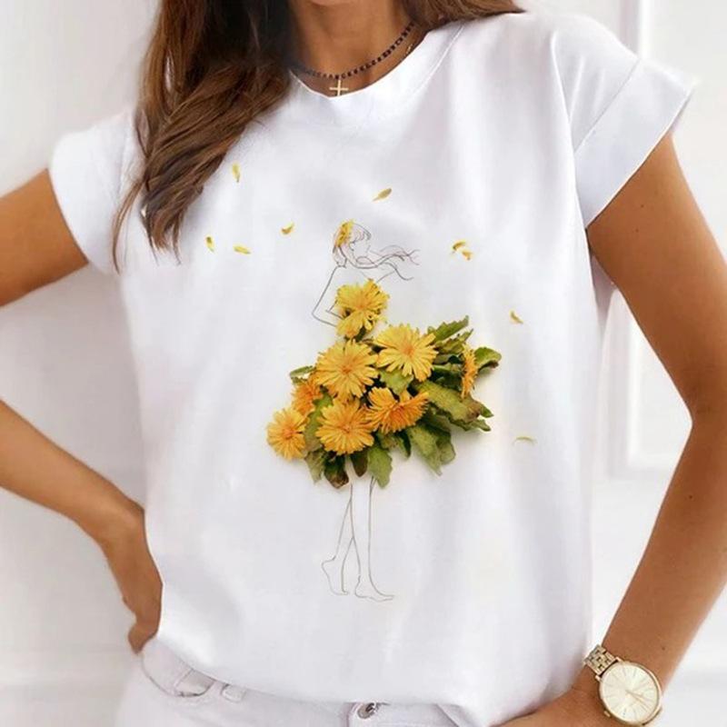 Summer Plus Size Women's Top with Letter Print Retro Pure Cotton Short Sleeved T-Shirts Women’s