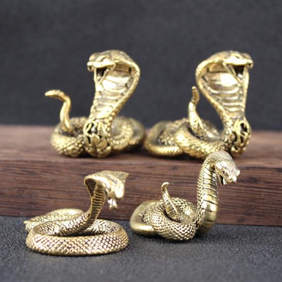 Латунная фигурка змеи, винтажная китайская модель змеи со знаком зодиака, мини-животное Боа из металла