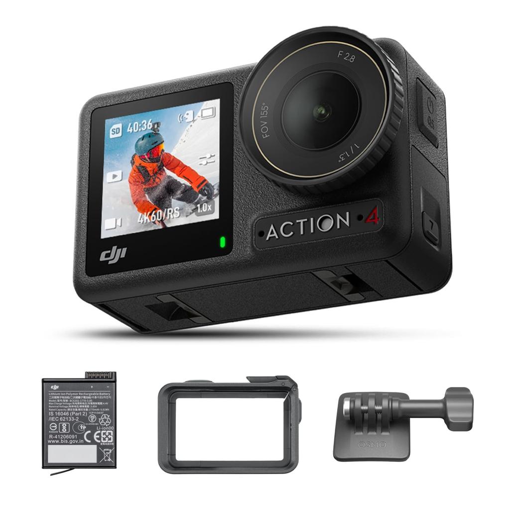 DJI Osmo Action 4 Стандартный комплект Водонепроницаемая экшн-камера с потрясающим цветом M и батареей 1770 мАч Камера 4K/120fps, сенсор 1/1,3 дюйма,