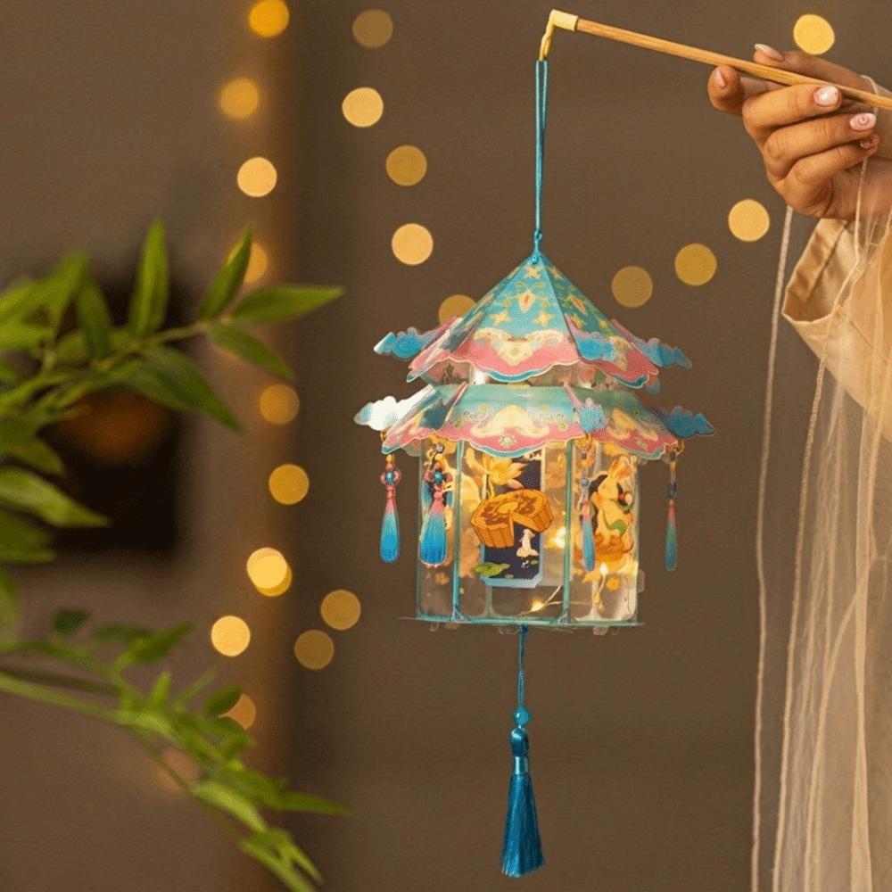 PVC Mid-Autumn Festival Lantern Portable Removable Handheld Lantern Button Battery Operated Lightweight Hanging LED Lantern