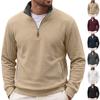 Men S Jacquard Half Zip Long Sleeve Loose Fit Solid Color Sweatshirt With Pockets