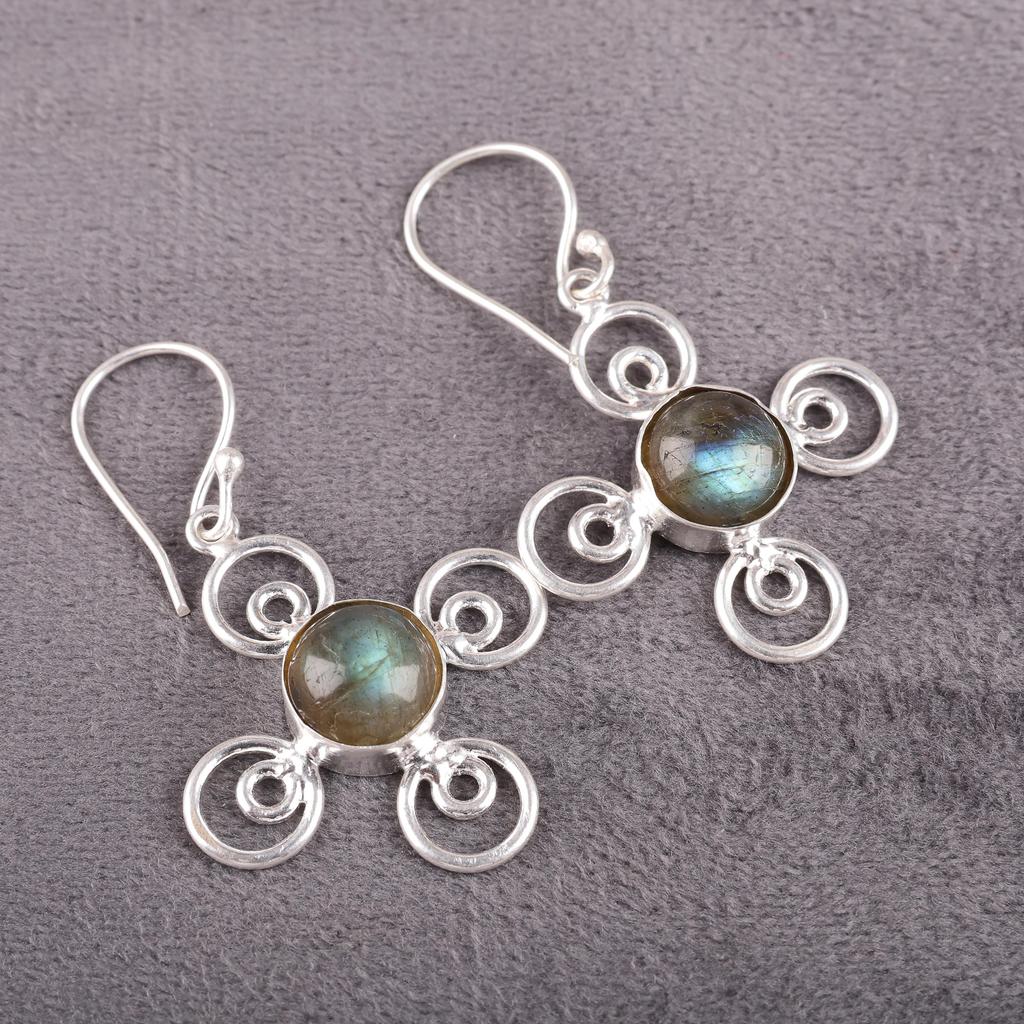 Серьги с лабрадоритом, серьги ручной работы из серебра 925 пробы с драгоценными камнями, антикварные ювелирные изделия, подарочные серебряные ювелирные изделия