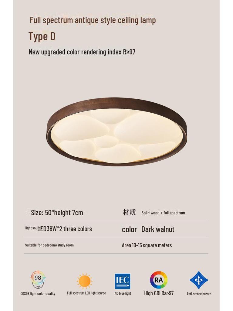 Современный средневековый потолочный светильник из цельного дерева: Черный орех для гостиной, столовой, спальни или кабинета