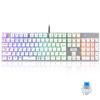Механическая игровая клавиатура Использует красные переключатели и синие переключатели Полноразмерная 109 клавиш Проводное USB-подключение Подсветка всех клавиш RGB LED Совместима с