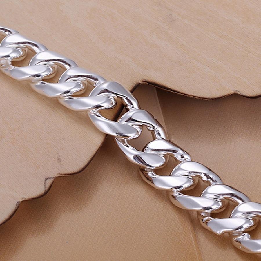 Fine 925 Sterling Silver Bracelets Noble Design Fashion Jewelry High Quality 10MM Solid 8inch 20cm Chain FOR Women Mens Wedding