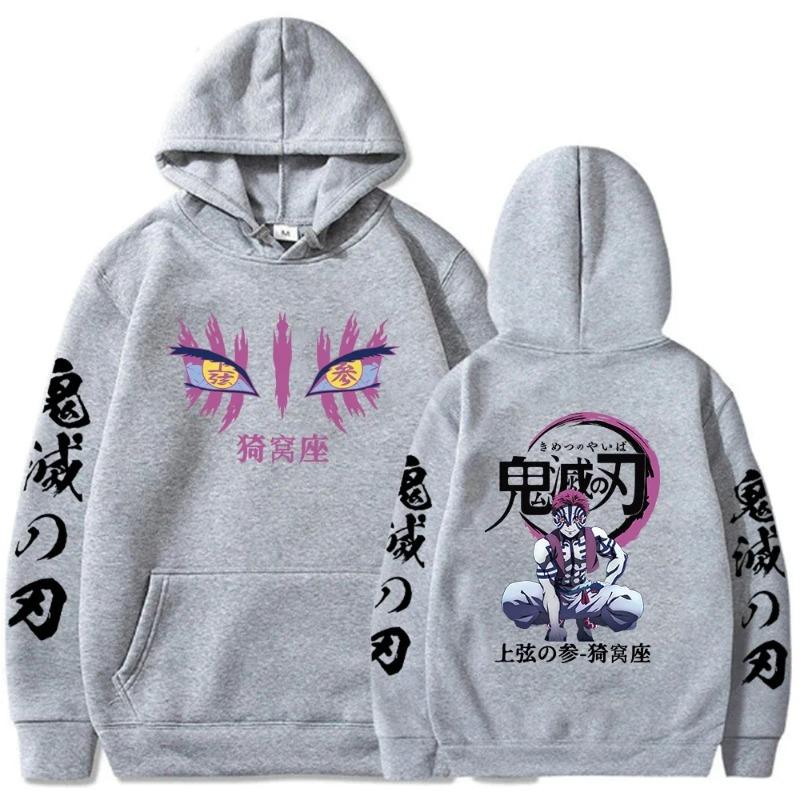 Japanese Anime Autumn New Hoodies for Men Akaza Manga Graphic Streetwear Pullover Hoody Long Sleeve Hooded Sweatshirt