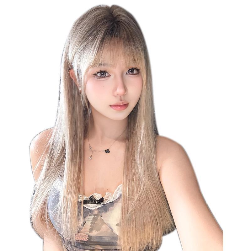 Logic Catwoman Gradient Chocolate Long Straight Wig - Natural Full Head Cover for Women