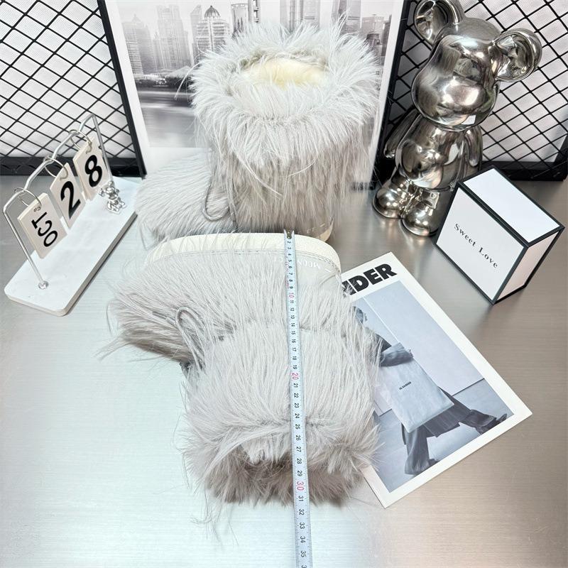 Женские зимние снегоступы на толстой подошве с внутренней танкеткой, утепленные, средней длины, пушистые, нескользящие, теплые, лунные ботинки, маленький размер