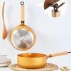 18/20/24cm Gold Soup Pot Japanese Snow Saucepan Non-stick Frying Pan Wok Wood Handle Home Milk Sauce Cooking Kitchen Cookware