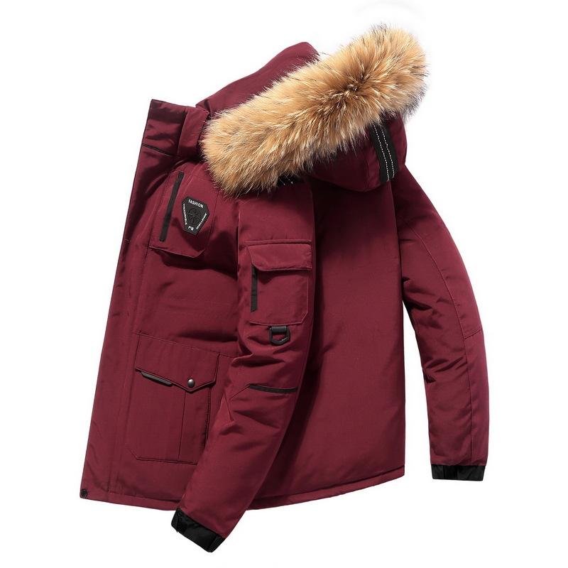 Down Jacket Men's Short Men's Mid-length Winter Outdoor Thickened Fur Collar Jacket Japan Korea