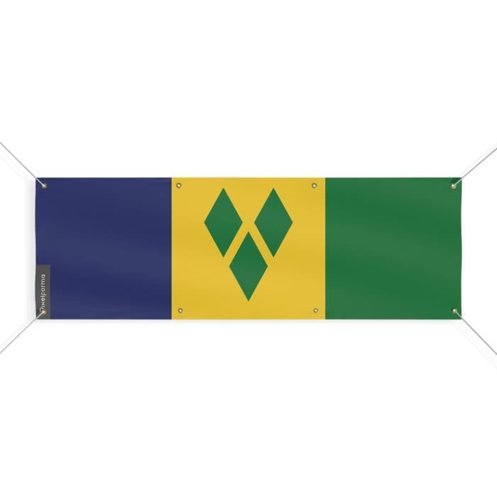 Bannière Drapeau De Saint-Vincent-et-les-Grenadines 8 Oeillets 110x330 Cm