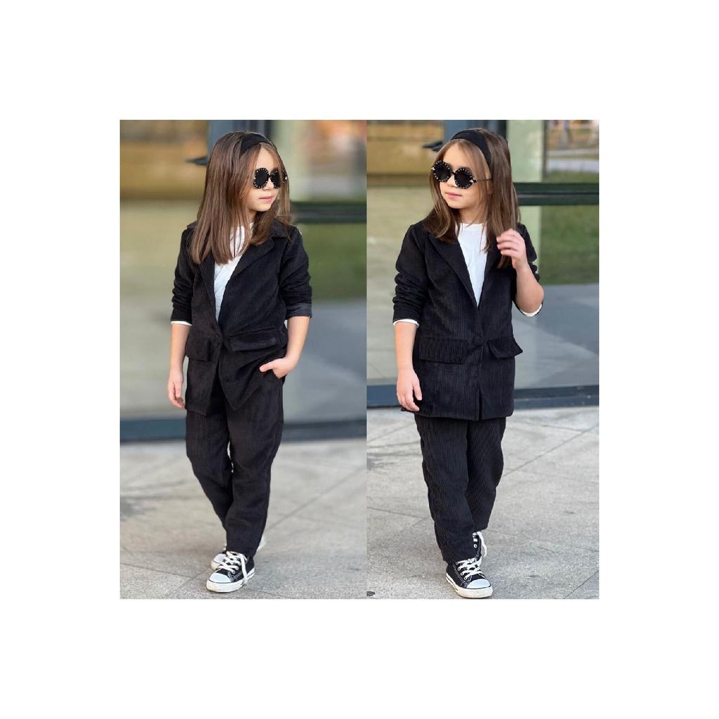 Girls' Velvet Cool Elegant 3 Piece Jacket Set 9068 Mink