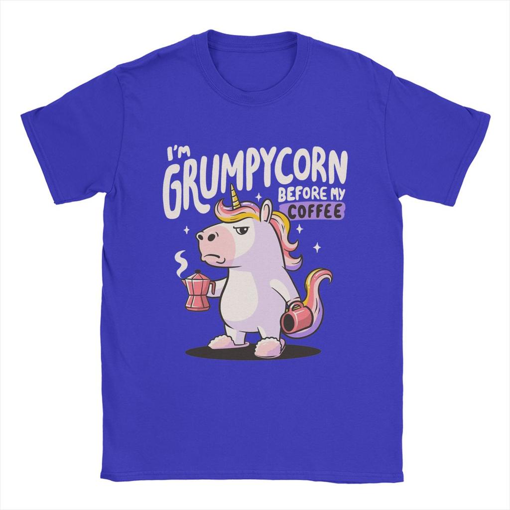 Мужская и женская Grumpycorn Cute Grumpy Unicorn Coffee Gift Shirt Outfit Новинка Хлопковая футболка Футболка Одежда Графическая печать