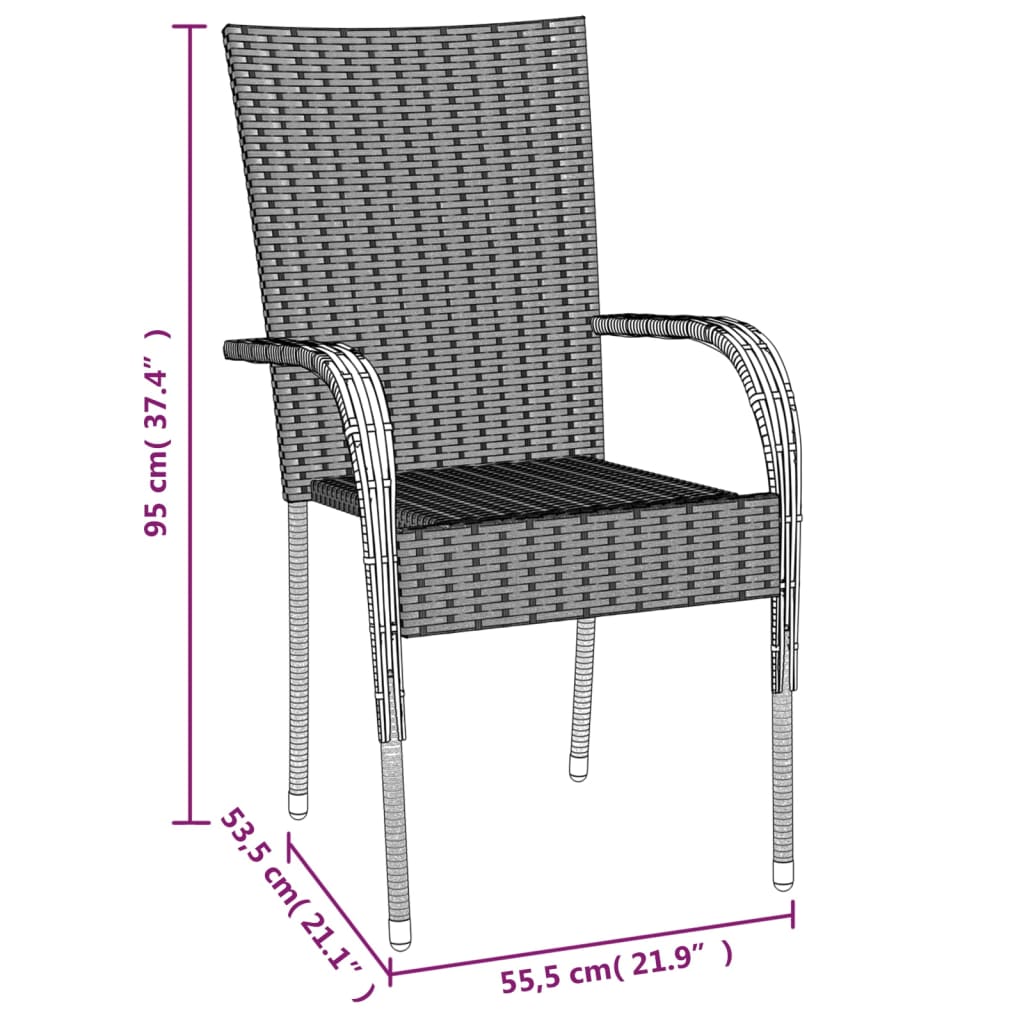 5 Piece Outdoor Dining Set Grey Poly Rattan