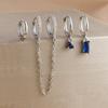 4pcs Fashion Colorful Zirconia Chain Square Earrings Set for Women Two Hole Round Circle Gold Color Hoop Earring Wedding Jewelry