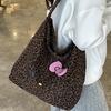 New Trendy Leopard Print Large-capacity Tote Bag Versatile Shoulder Messenger Bag, Student Class Canvas Trendy Bag