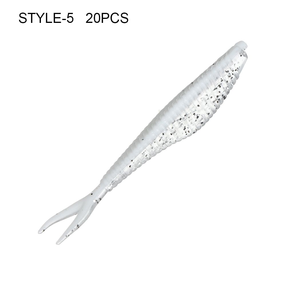 20 шт. прочная приманка-червь с блестками и пазами, искусственная приманка с раздвоенным хвостом, мягкая приманка для рыбалки