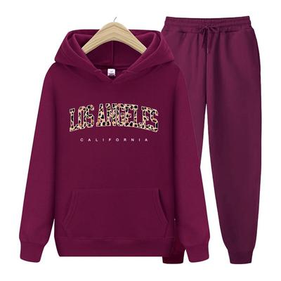 Женский комплект с длинными рукавами, лос-анджелесские толстовки, толстовки большого размера, комплект осенне-зимних толстовок + брюки, комплект из двух предметов