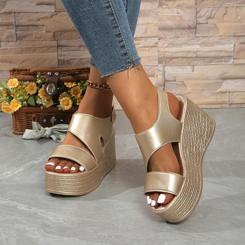Spring Summer Plus Footwear And Size Sandals Softsoled Flatbottomed Roundheaded Wedgeheeled Thicksoled Beach Womens Shoes