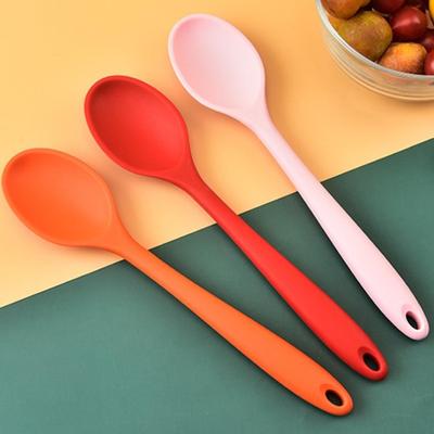 Силиконовая ложка с длинной ручкой, термостойкая однотонная пищевая кухонная ложка, инструменты для дома
