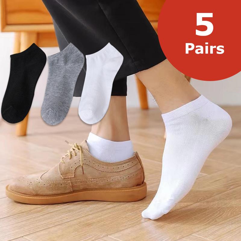 Комплект из 5 шт. хлопковых носков-лодочек с низким верхом, дышащие носки с защитой от пота и запаха, с коротким носком и длиной до середины икры