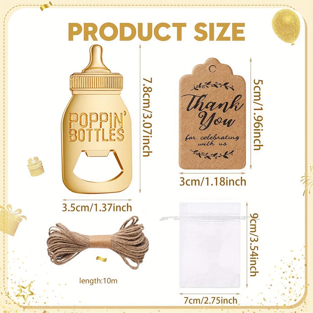 30pcs Bottle Opener with Mesh Bag,Twine,Thank You Card Ideal for Birthday Party Favors,Party Decorations,Keepsakes,Gifts for Guests,Bridal Showers