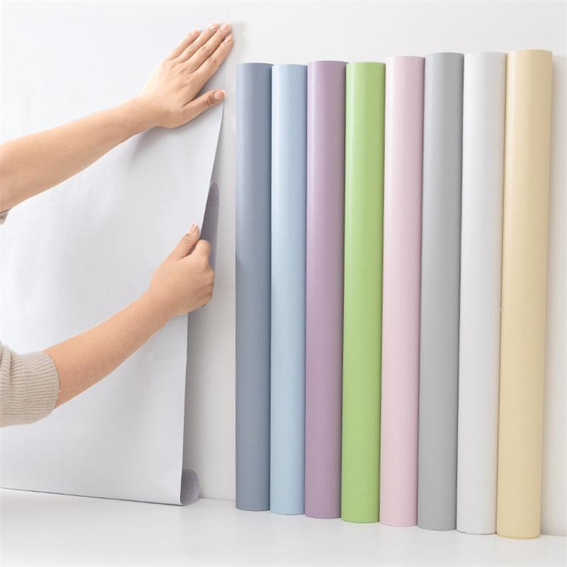 Solid Color Self-adhesive Simple Warm Bedroom Living Room Decor Waterproof Background Wall Paper Furniture Renovation