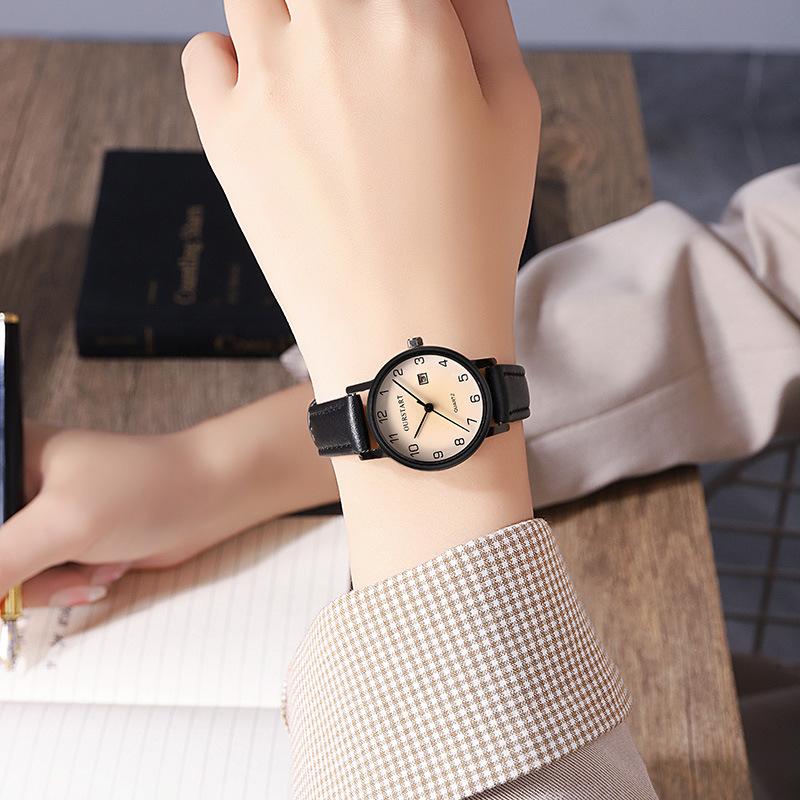 Women Quartz Wristwatch Digital Calendar Leather Strap Fashion Female Watches Casual Ladies Watch For School Student Daily Wear