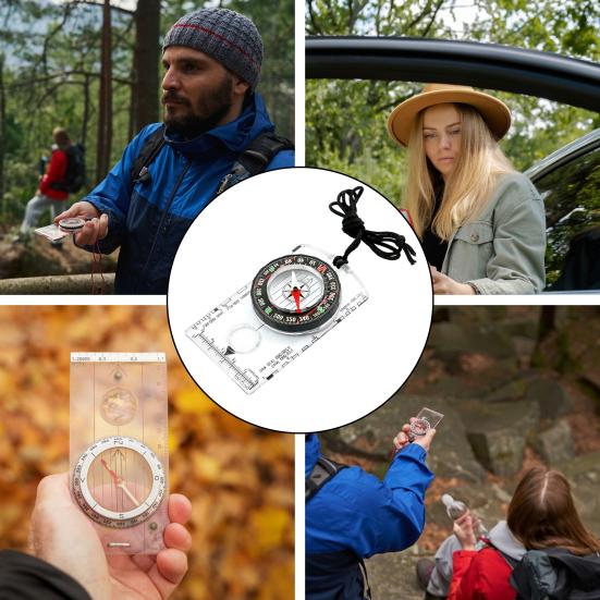 Многофункциональный компас для ориентирования со шнурком, высокая точность, компактный размер, портативное увеличительное стекло, профессиональный компас, снаряжение для кемпинга