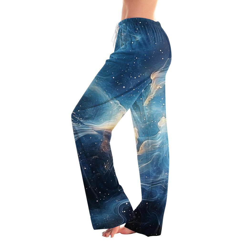 Женские повседневные прямые брюки с принтом «Небо» Домашняя пижама Повседневные брюки