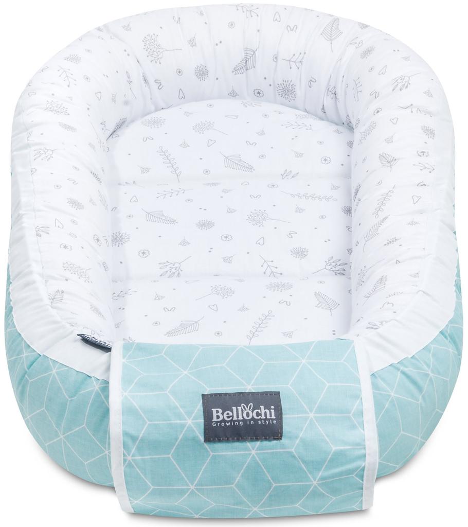Bellochi Baby Nest Pod Baby Sleep Pod for Newborn - 100% Cotton - 90x60x12cm - with Protective Edges CuMint