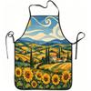 1pc Sunflower Countryside Landscape Print Apron, Durable And Easy To Clean, Adjustable Waistband, Polyester Material, for Kitchen Cooking, Gardening,