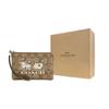 Coach Угловая молния Кошелек на запястье 16 Классический принт Monogram Покрытый холст И гладкая кожа Клатч Мини Женский клатч Золотой Хаки Меловой CN755-IMDJ8