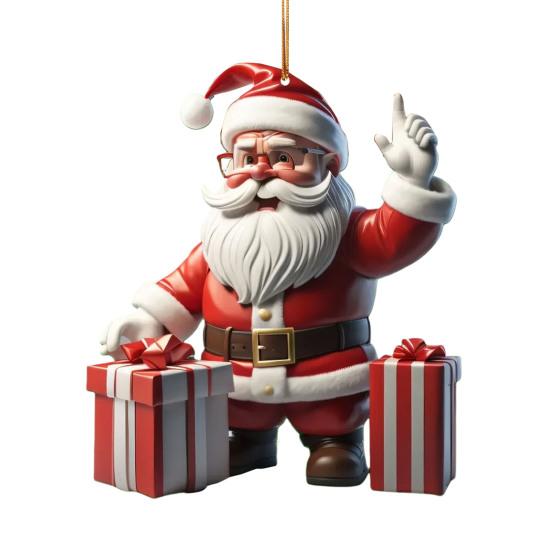 1 Pair Santa Claus Pendants Acrylic Colorful Hanging Christmas Decorations Classic Santa Festive Holiday Decor Gifts for Friends Family CDN