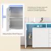 Sideboard with LED, White High Gloss, TV Cabinet, Highboard, Buffet Cabinet for Dining Room