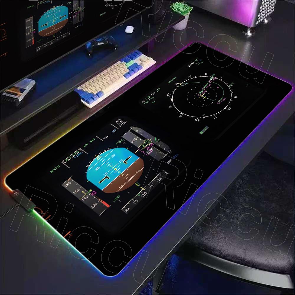 RGB Коврик для стола Авиационная тематика Коврик для мыши Большой Резиновый Противоскользящий Приборная панель самолета Коврик для мыши Офисный и Игровой Коврик для клавиатуры Декоративный коврик