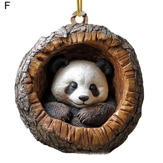 Christmas Tree Pendant Hanging Acrylic Ornament with Lanyard Easy To Install Adorable Animal Shape Holiday Festive Decoration