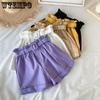 Children's Pants Summer Girls Casual Children's Shorts Summer Loose Solid High Waist Pleated Ruffle Shorts Belt Pants