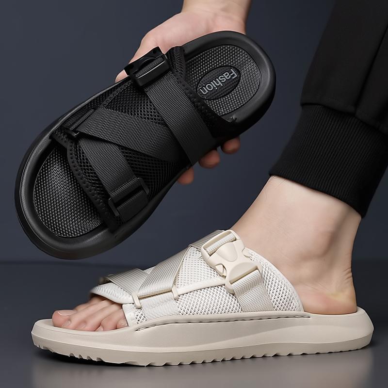 Fashion Lightweight Soft Sole Walking Shoes New Men's Breathable Mesh Slippers Comfortable Beach Sandals Non-Slip Outdoor Slides Flats