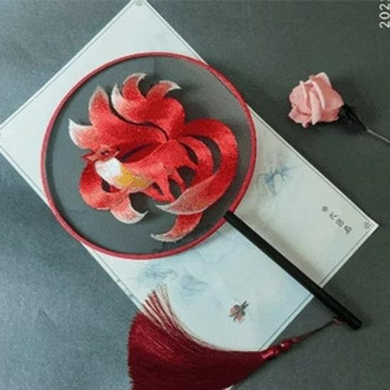 Double-Sided Embroidery Silk Fan: Classical Court Hanfu & Cheongsam Accessory